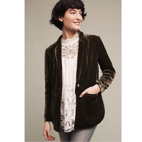 Cartonnier x ANTHROPOLOGIE Velvet Blazer Moss - Picture 11 of 11